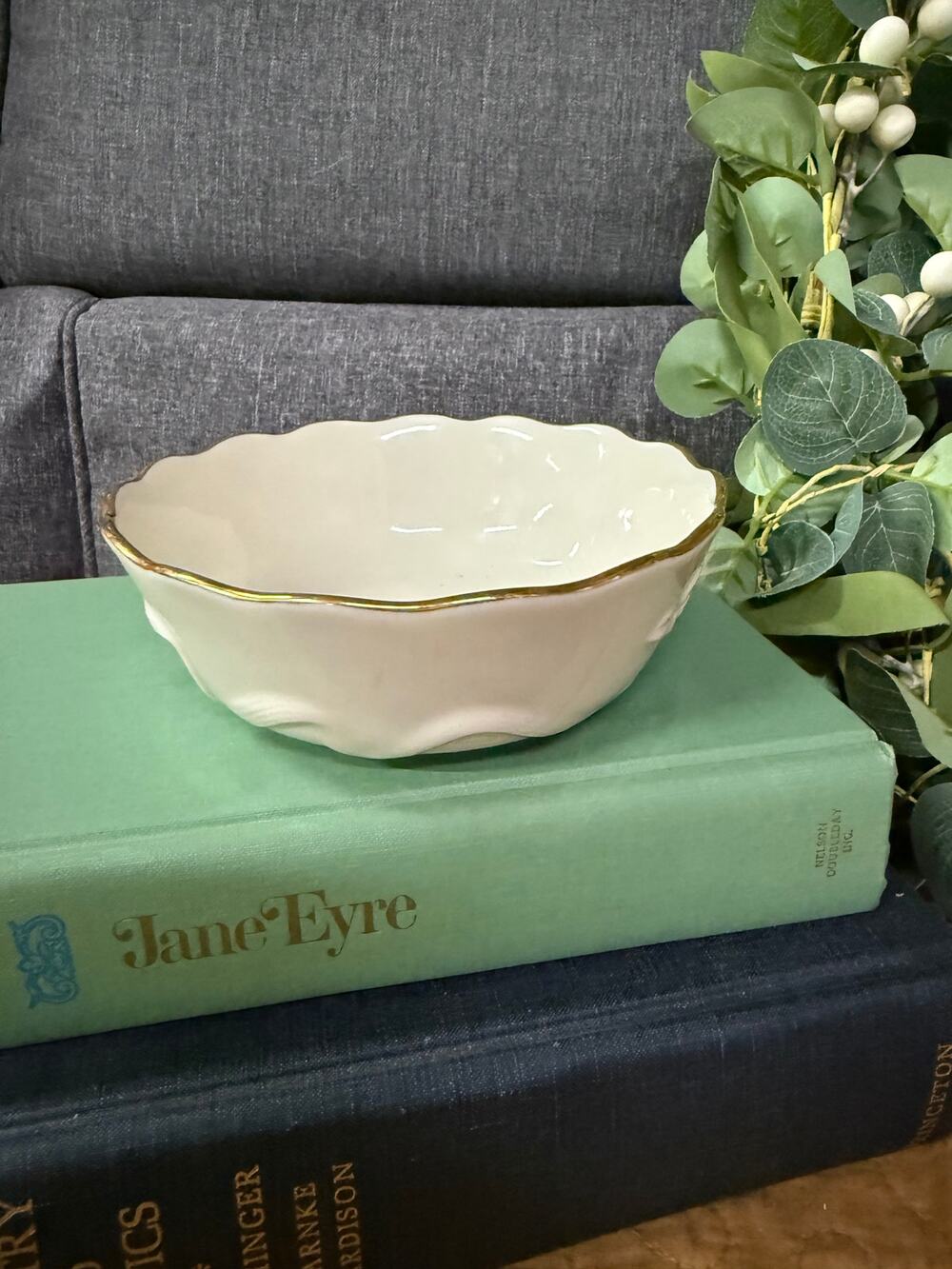 Vintage Lenox Rosebud Collection Small Cream Rose Embossed Bowl/Candy Dish